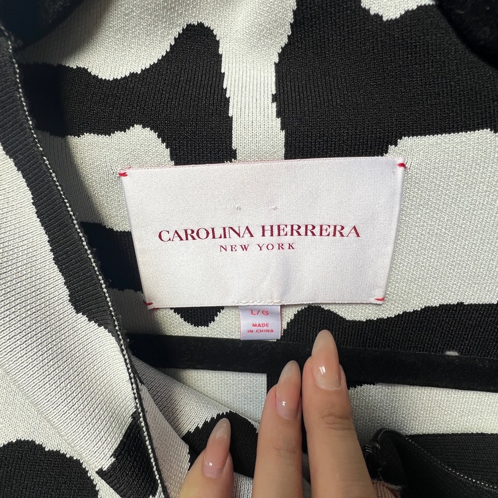 Carolina Herrera Black and White Zebra Print Dress L - Picture 2 of 16